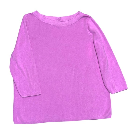 Talbots Plus Size 2X Lavender Cotton Blend Boat Neck 3/4 Sleeve Sweater Bright - Picture 2 of 10